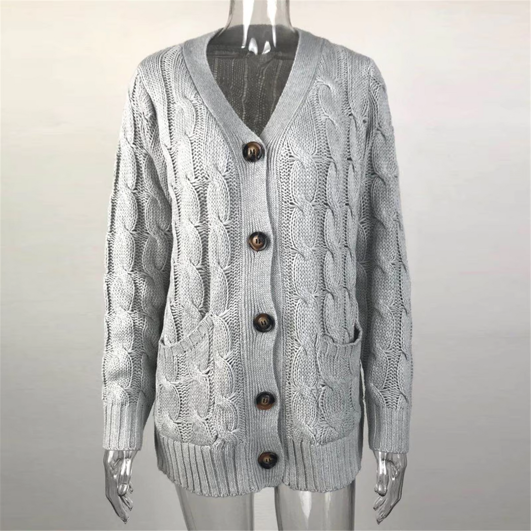 Drune | Stylische Lange Strickjacke Für Damen Mit Knopfleiste