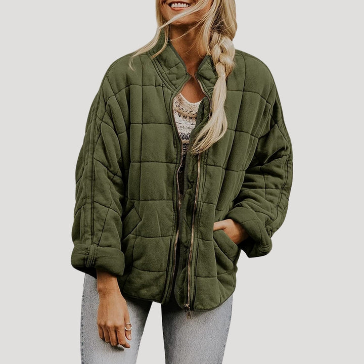 Drune | Damen gesteppte oversized Reißverschluss Pufferjacke