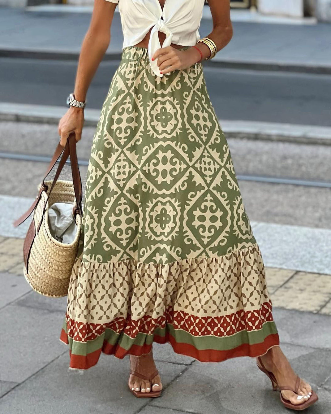 Drune | Boho Lange Rock mit Print