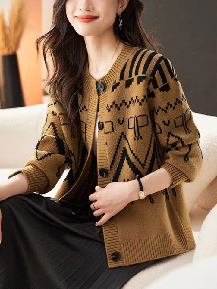 Drune | Freizeitstrickjacke mit Rundhalsausschnitt
