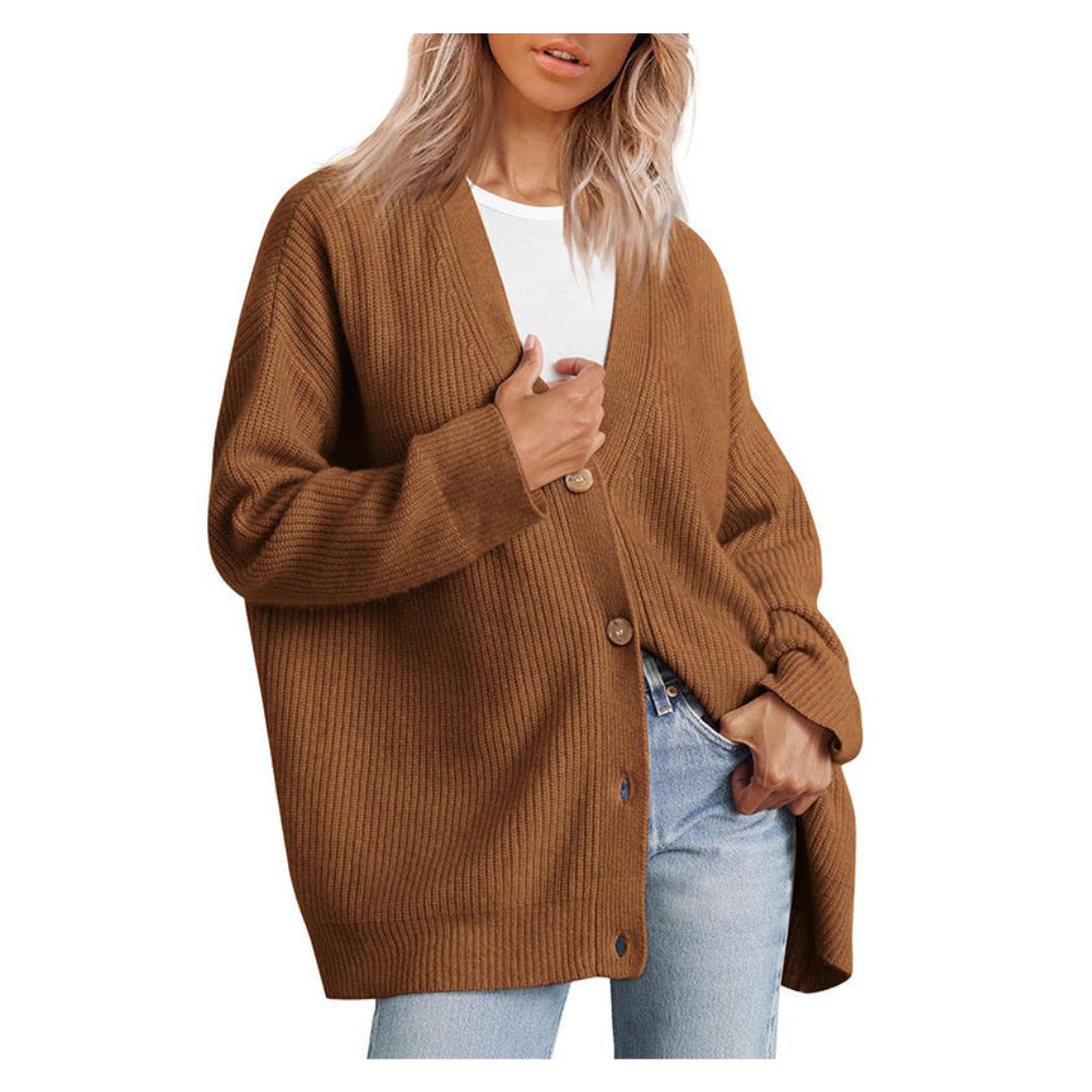 Drune | Schicke Übergroße Strickjacke Mit Knöpfen Für Damen