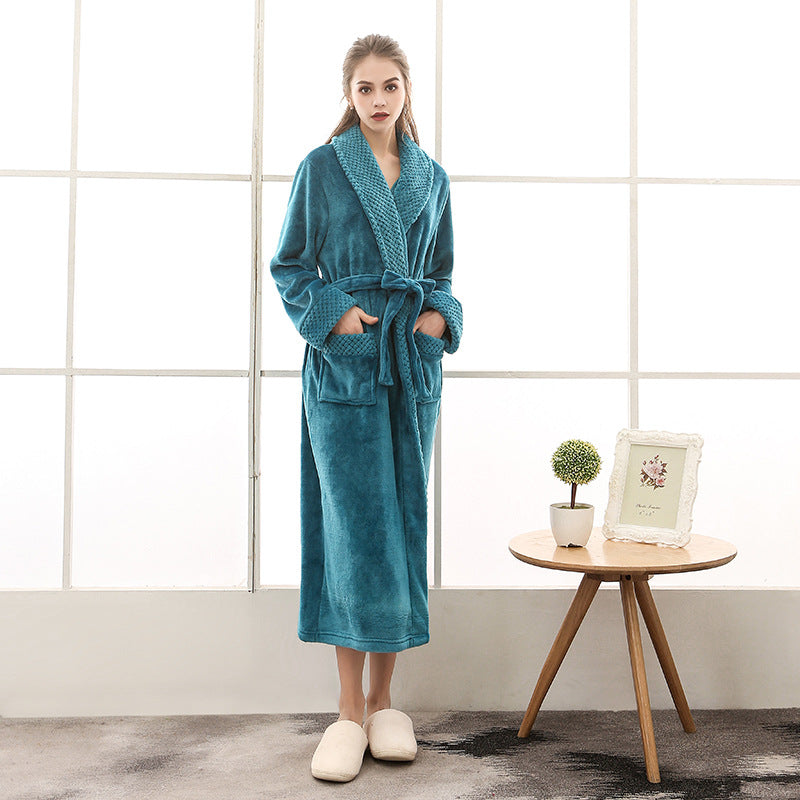 Drune | Eleganter Coral Fleece Flanell-Bademantel für Paare