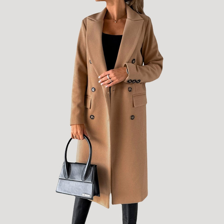 Drune | Damen Lange Wintermantel Doppelreihiger Stil