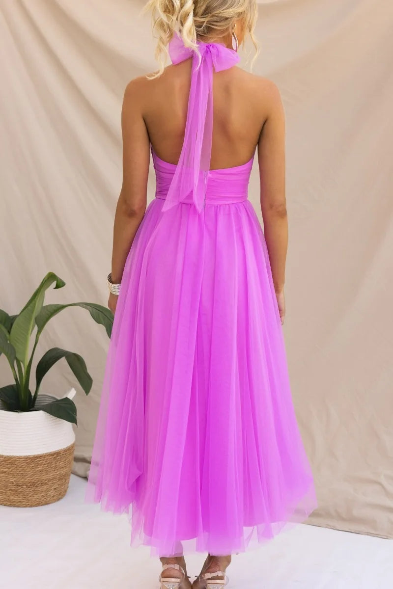Drune | Halter Tüll Midi Kleid
