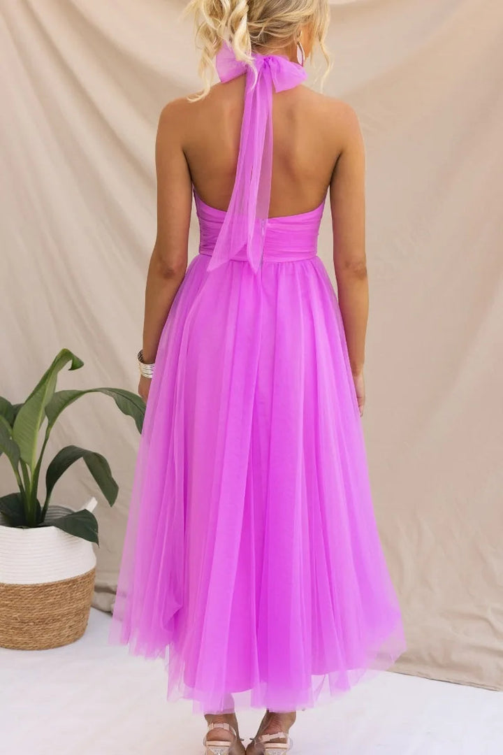 Drune | Halter Tüll Midi Kleid