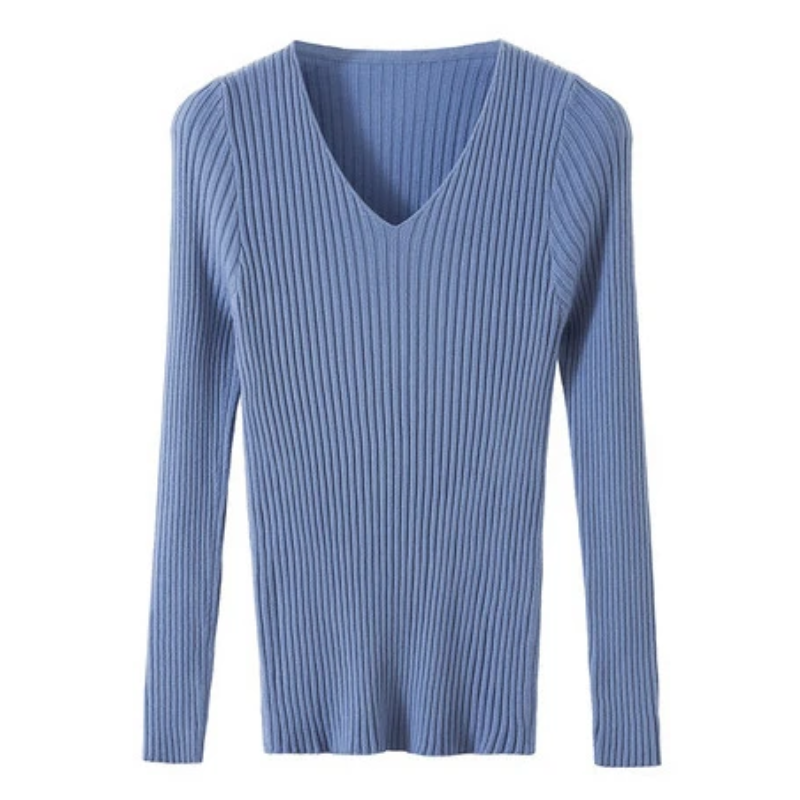 Drune | Pullover - Slim-Fit Rippstrick V-Ausschnitt Pullover