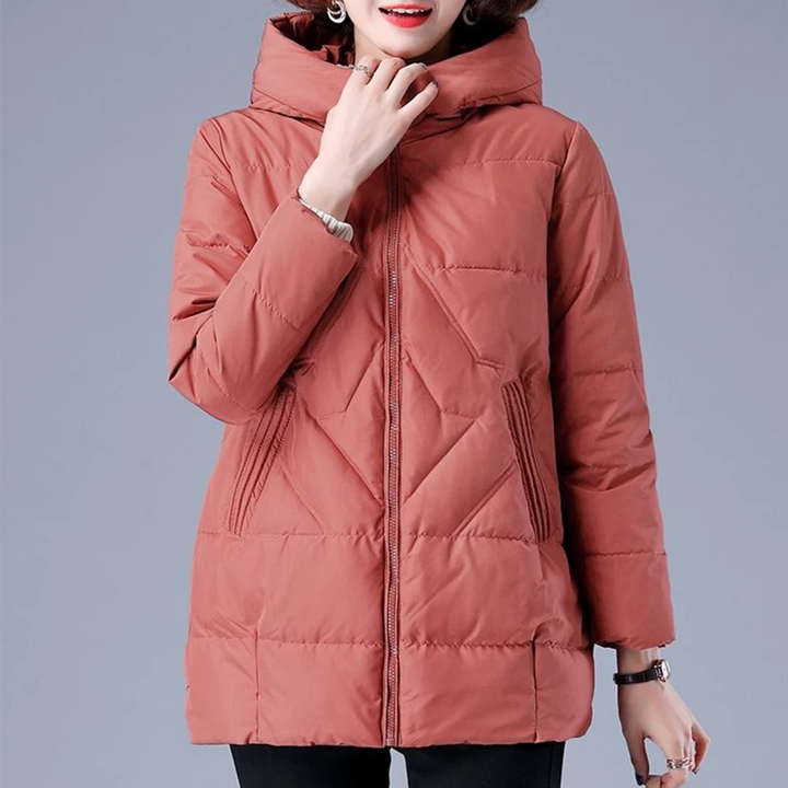 Drune | Elegante unifarbene gerippte gesteppte Jacke mit Reißverschluss ideal für Herbst/Winter