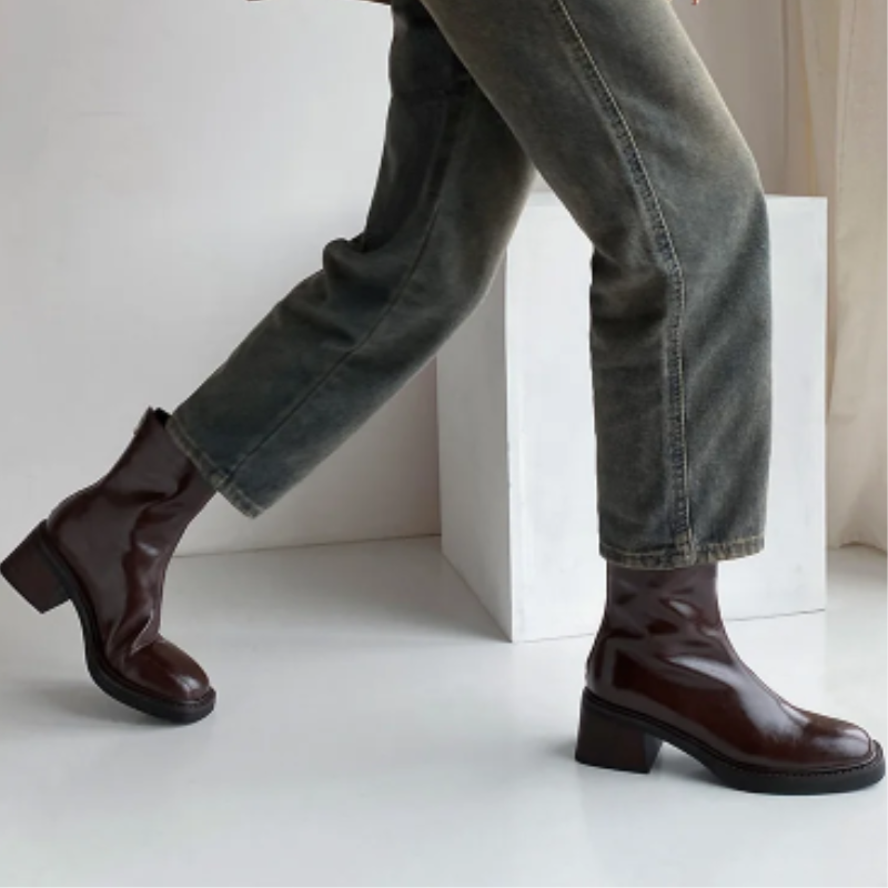 Drune | Stilvolle Leder Ankle Boots mit Blockabsatz für Damen Damen Ankle Boots