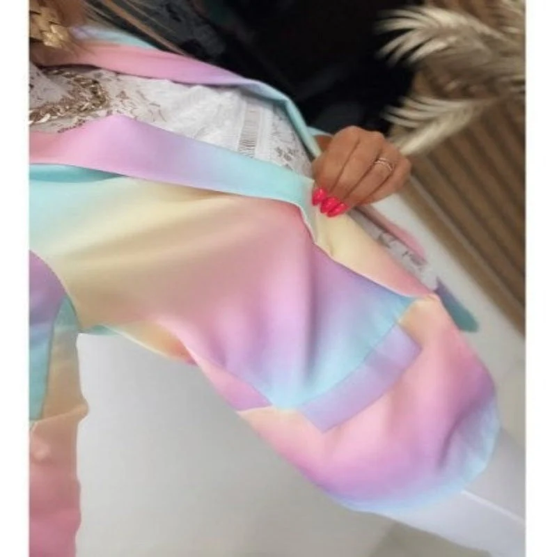 Drune | Damen Ombre Offene Front Blazer, Lange Ärmel, Lässige Passform