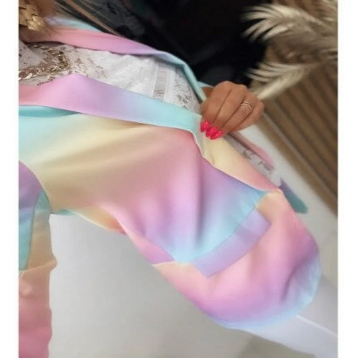 Drune | Damen Ombre Offene Front Blazer, Lange Ärmel, Lässige Passform
