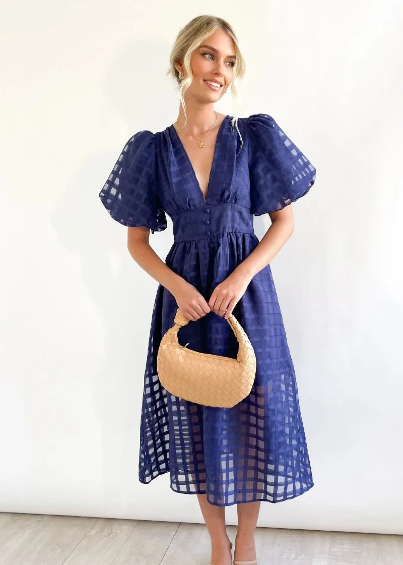 Drune | Puffärmel Midi-Kleid