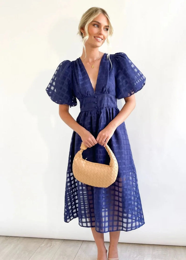 Drune | Puffärmel Midi-Kleid