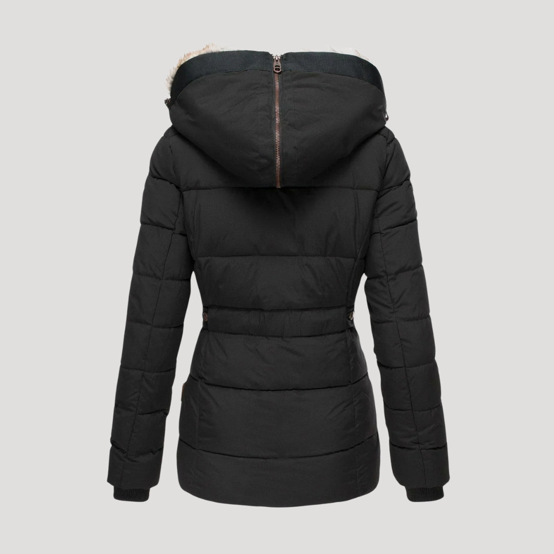 Drune | Damen gepolsterter Wintermantel mit Kunstpelzkragen Jacke