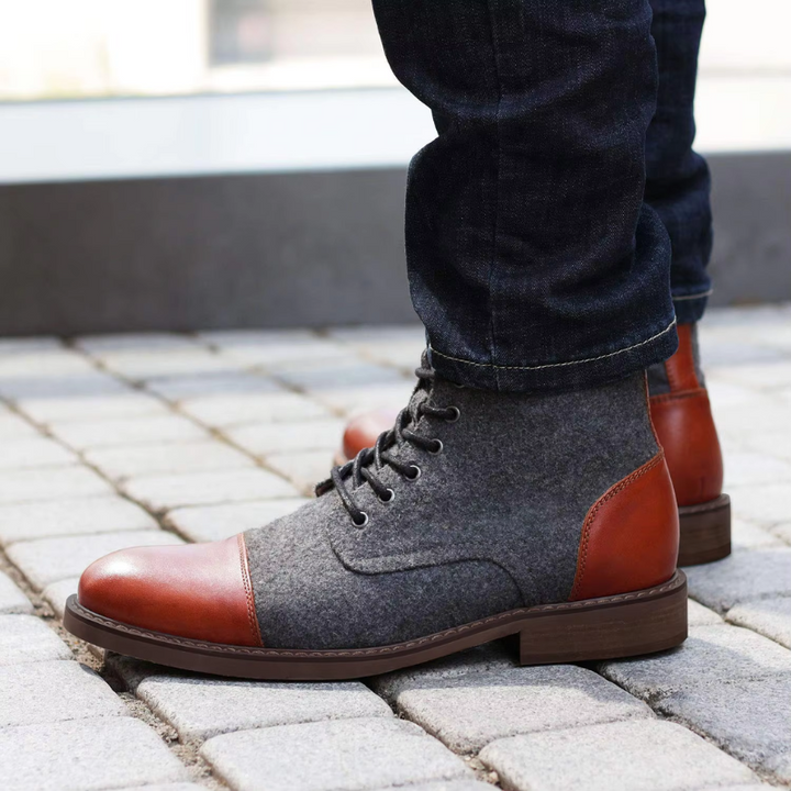 Drune | Stylische Herrenschuhe Stiefel Mit Leder Und Stoffeinsatz