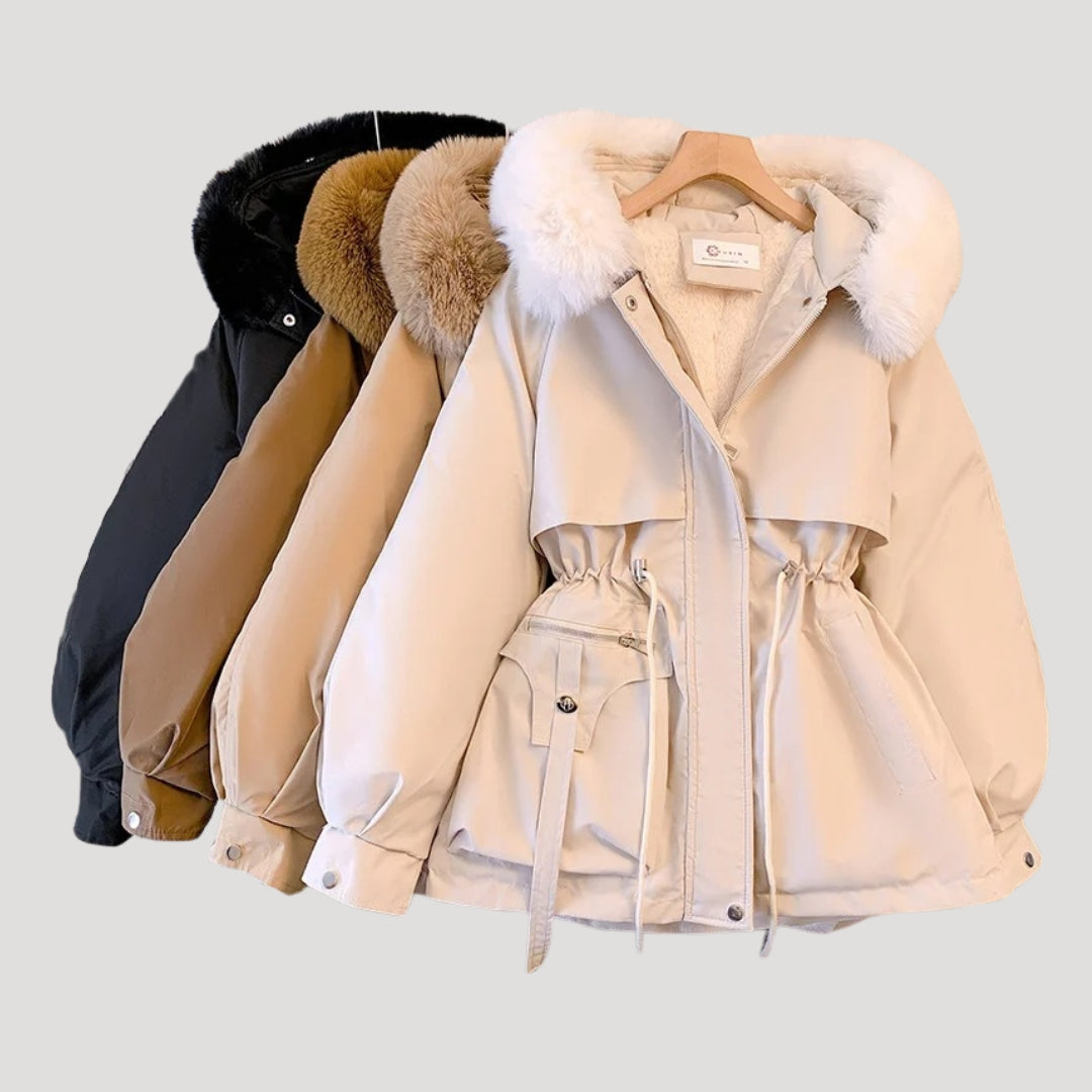 Drune | Damen Winterparka Mantel mit Kunstfellkapuze