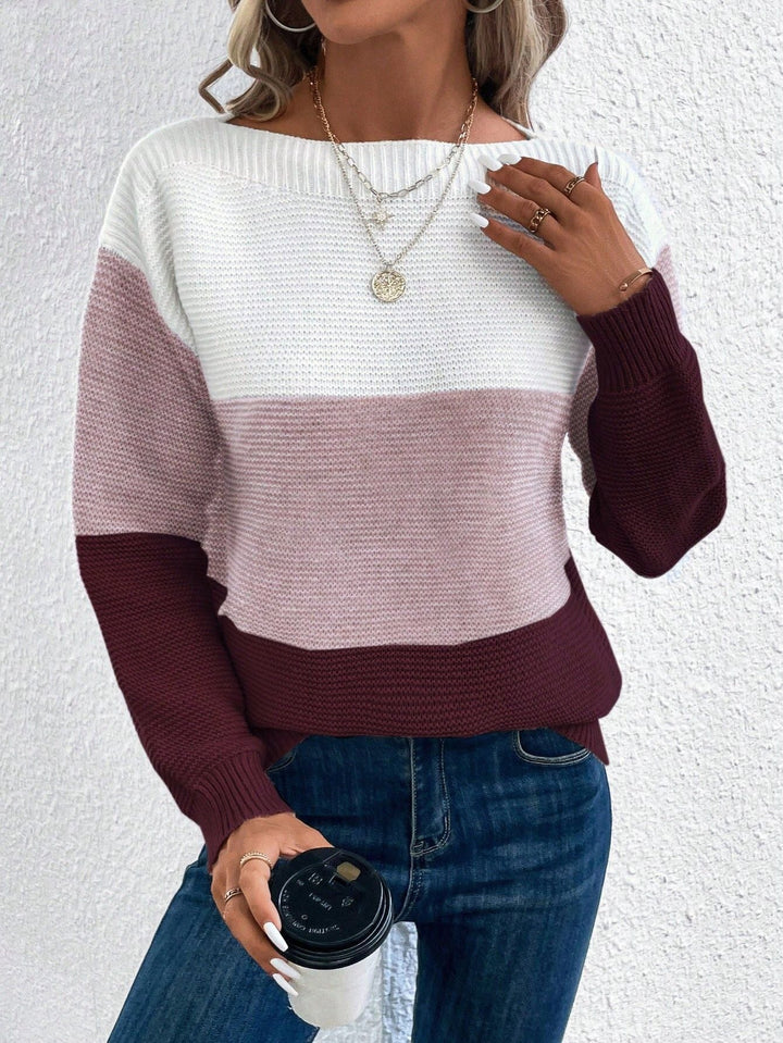 Drune | Eleganter Damenpullover mit dreifarbigen Streifen