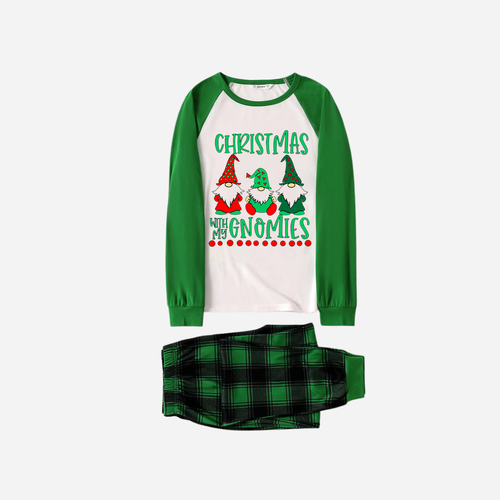 Drune | Grünes Raglan-Oberteil Grüner Karierter Weihnachts-Pyjama-Set Mit 