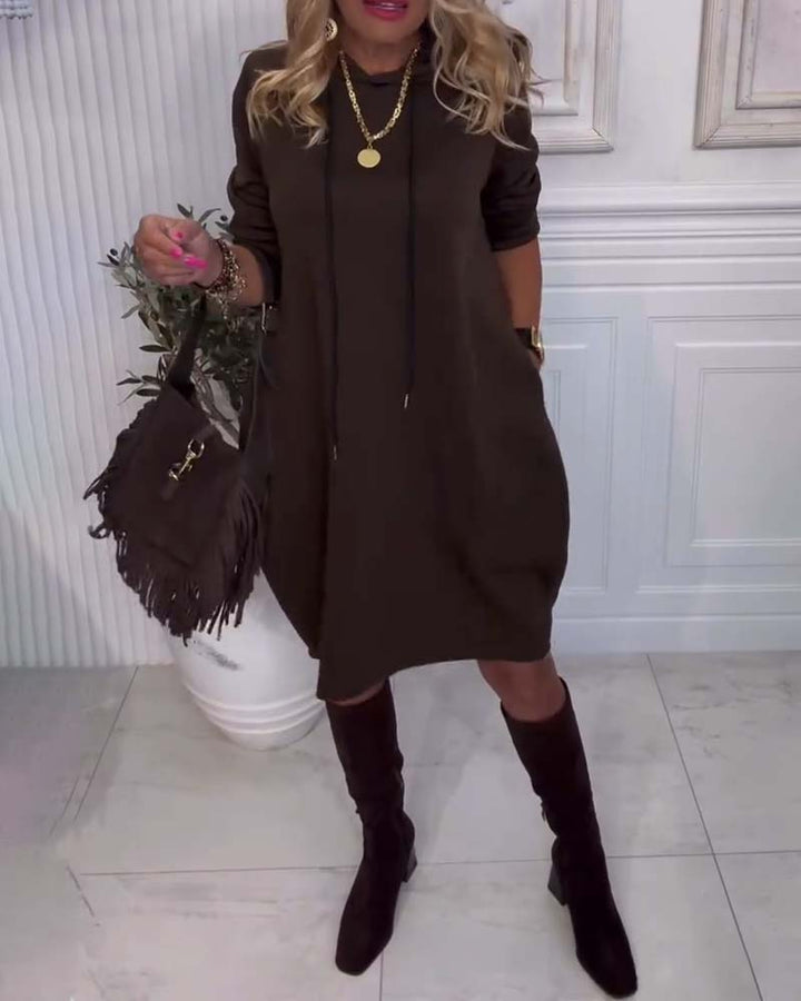 Drune | Uni Kleid mit Kapuze