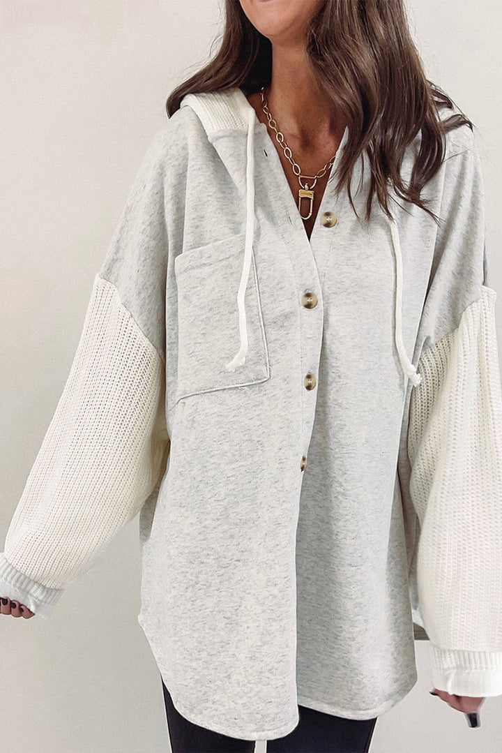 Drune | Langärmelige Bluse mit Kapuze und Knöpfen Baumwollmischung Komfort und Stil