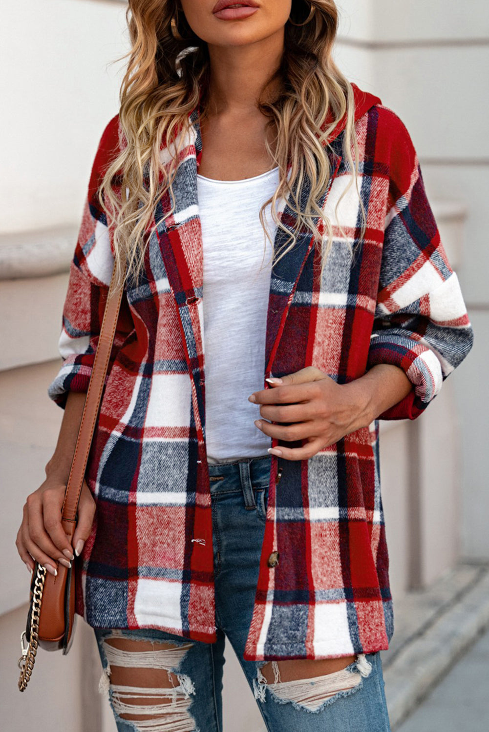 Drune | Gitterhemdenjacke mit Kapuze Polyester Lässig und Trendy