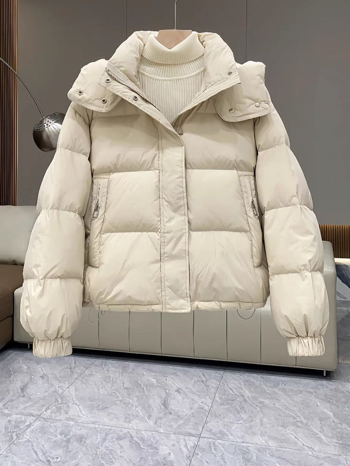 Damen-Steppjacke, kurz, mit Kapuze, große Größen