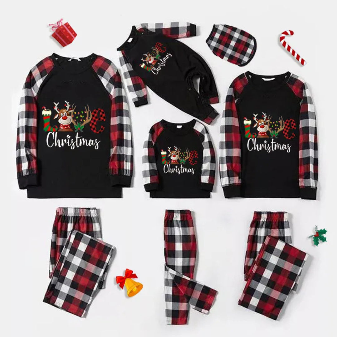 Weihnachts-Pyjama-Set für die Familie, langärmelig, mit Karomuster