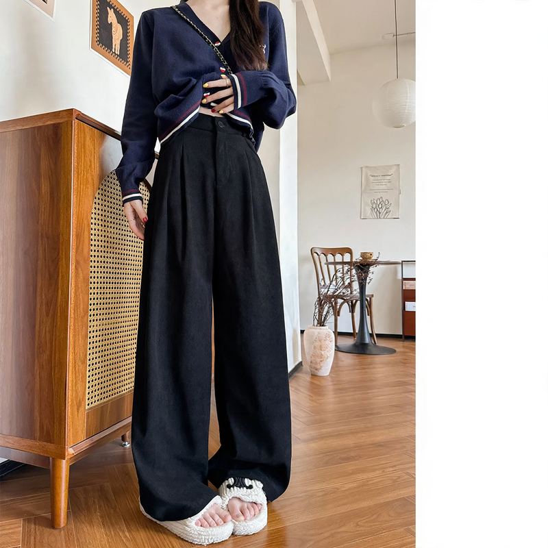 Elegante Cord-Hose für Damen, weit geschnitten