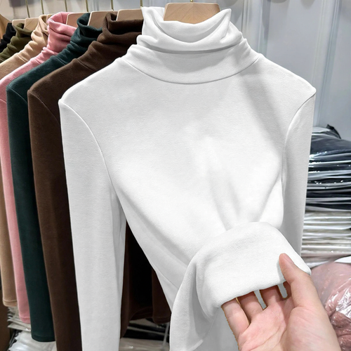 Damen-Langarmshirt mit Stehkragen, gefüttert