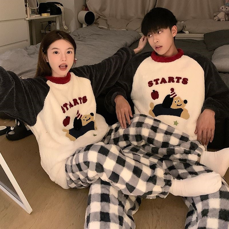 Gefütterter Flanell-Hausanzug für Paare, antistatisch