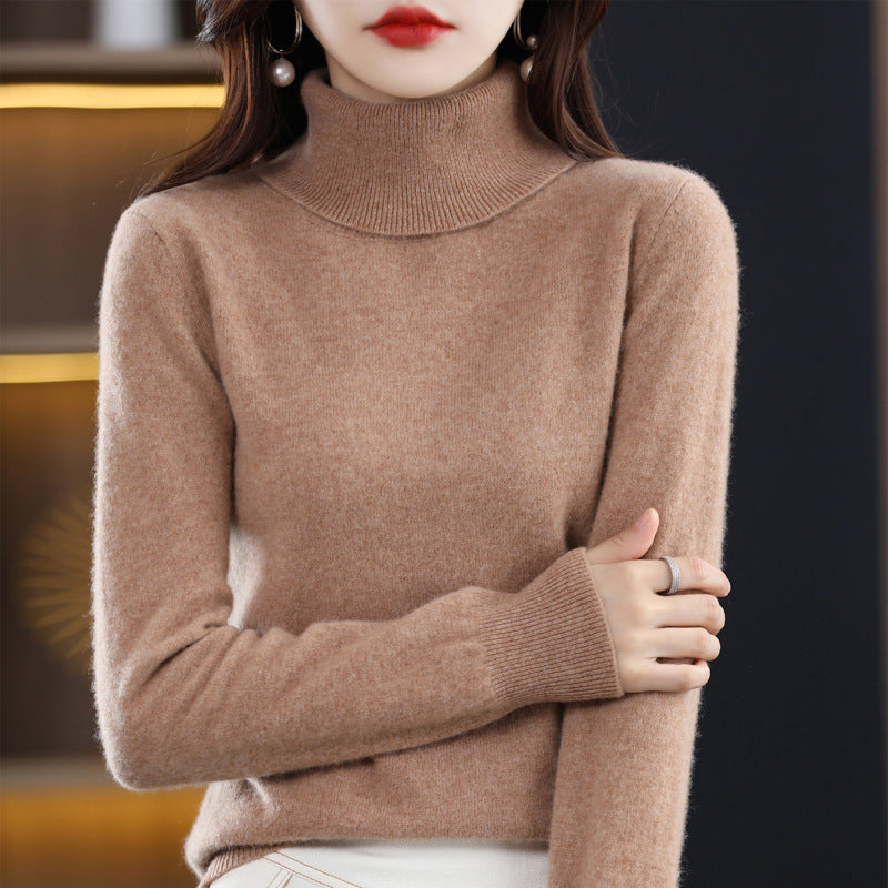 Eleganter Damen-Rollkragenpullover, Strick, locker geschnitten