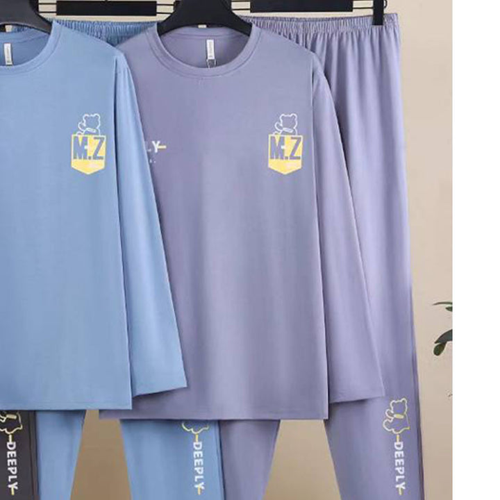 Herren-Pyjama-Set aus gekämmter Baumwolle, elastisch