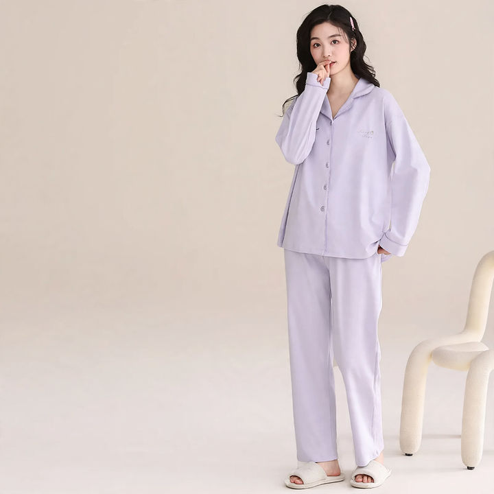 Damen-Pyjama-Set aus Baumwolle mit integrierten Pads