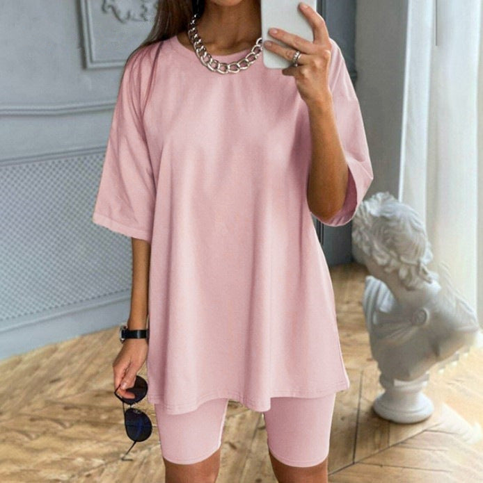 Damen Sportliches Zweiteiliges Set mit T-Shirt und Shorts Drune