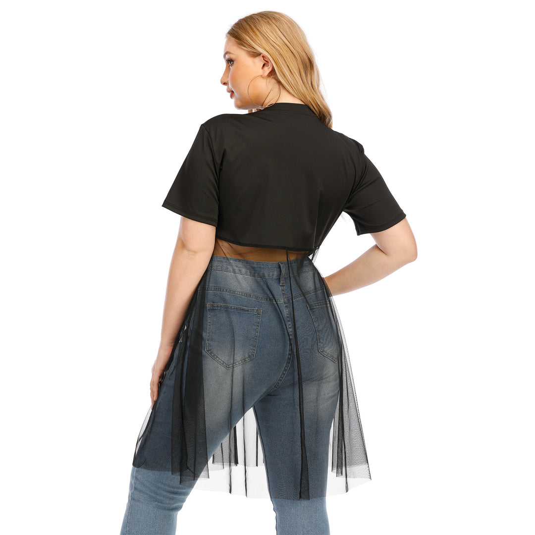 Damen modisches Mesh-Top mit integriertem Rock Drune