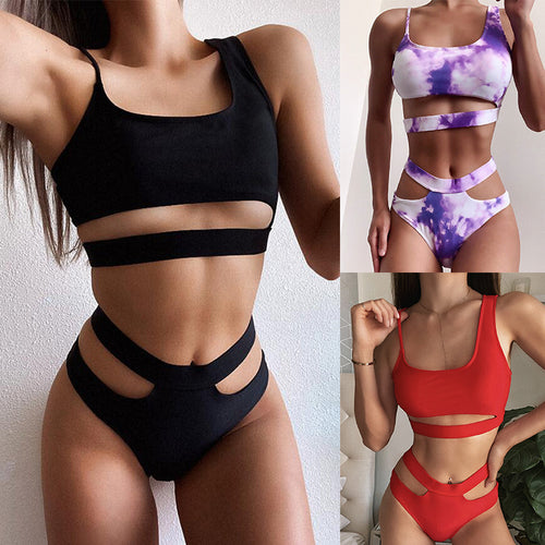 Damen Sportlicher Bikini mit modischen Cut-Outs Drune