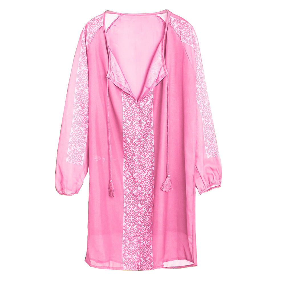 Damen Strandkleid mit exquisiter Häkelarbeit und tropischem Flair Drune