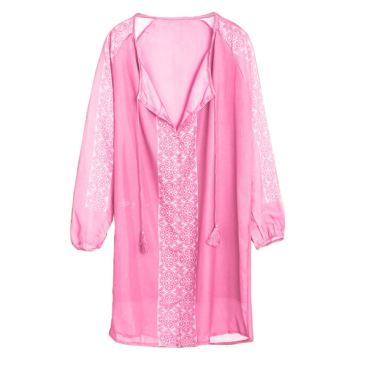 Damen Strandkleid mit exquisiter Häkelarbeit und tropischem Flair Drune