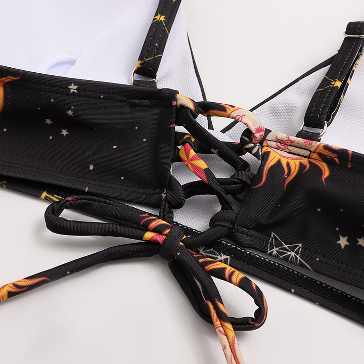 Damen Triangel-Bikini mit verstellbaren Trägern und auffälligem Galaxie-Design Drune