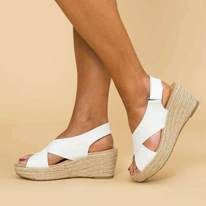 Damen Wedge-Sandalen mit verstellbarem Riemen und stylischem Kreuzdesign Drune