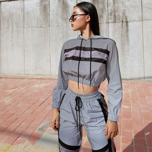 Damen sportliches cropped Hoodie mit stylishem Farbblockdesign Drune