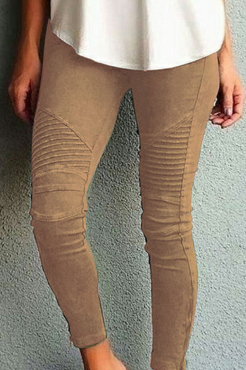 Drune | Mode Trainingsbekleidung Einfache Enganliegende Mittel Taille Bleistift-Hosen