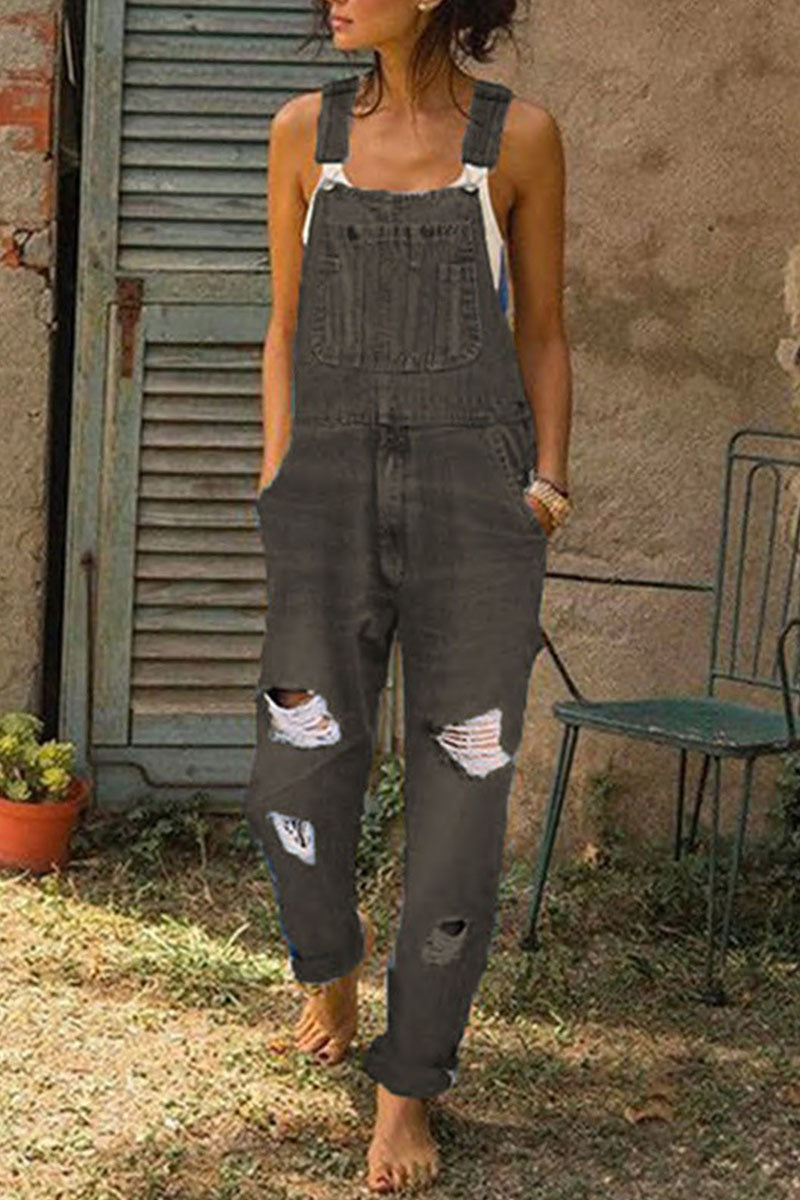 Drune | Mode Lässig Solide Gerafft Lose Denim