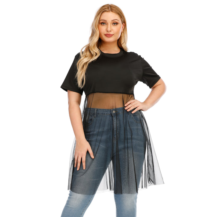 Damen modisches Mesh-Top mit integriertem Rock Drune
