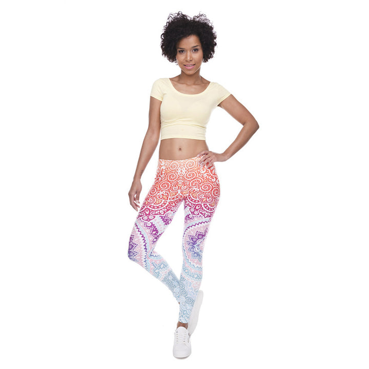 Damen Mandala-Ombre Leggings mit hohem Bund und formendem Stretch Drune