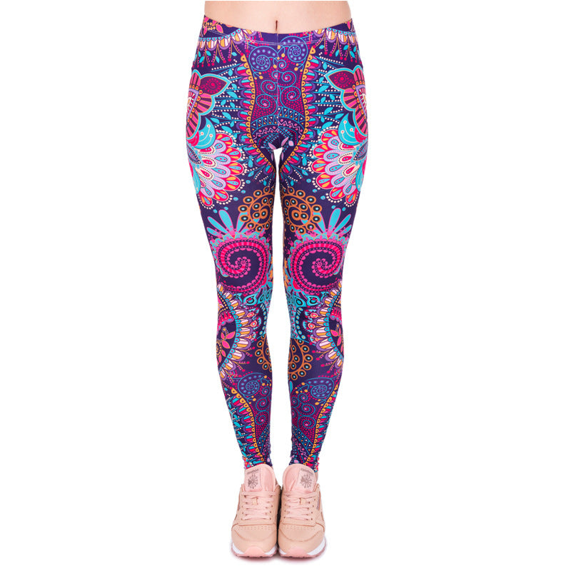 Damen Mandala-Ombre Leggings mit hohem Bund und formendem Stretch Drune