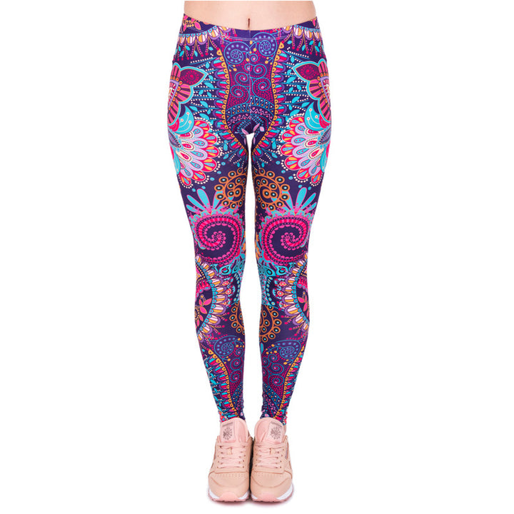 Damen Mandala-Ombre Leggings mit hohem Bund und formendem Stretch Drune
