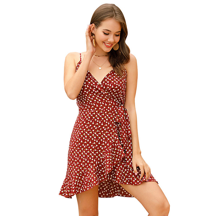 Damen Wickelkleid mit floralem Muster und asymmetrischem Saum Drune
