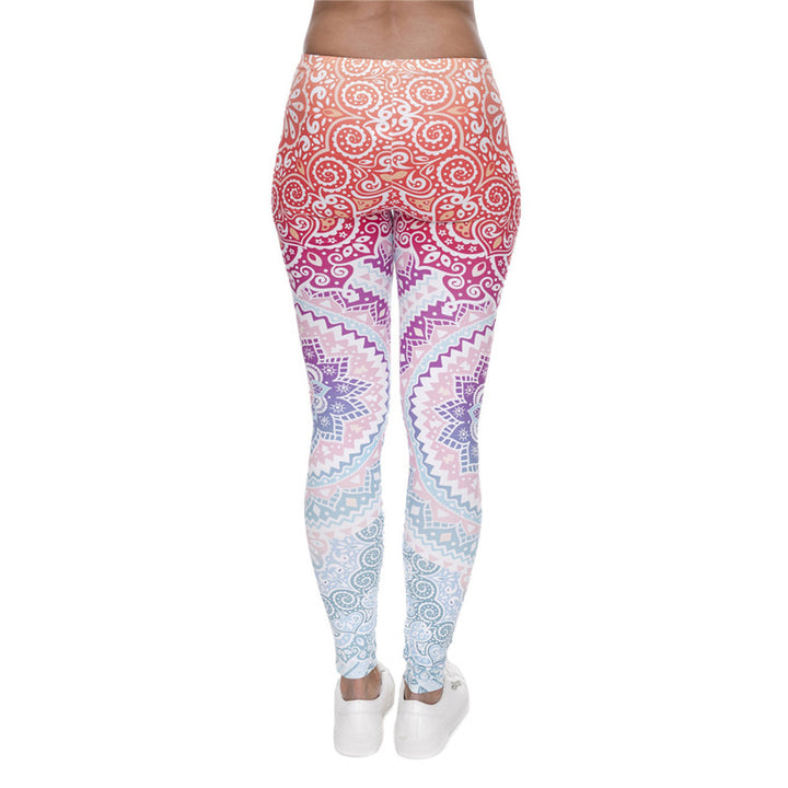 Damen Mandala-Ombre Leggings mit hohem Bund und formendem Stretch Drune