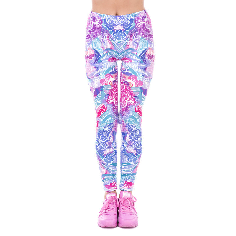 Damen Mandala-Ombre Leggings mit hohem Bund und formendem Stretch Drune