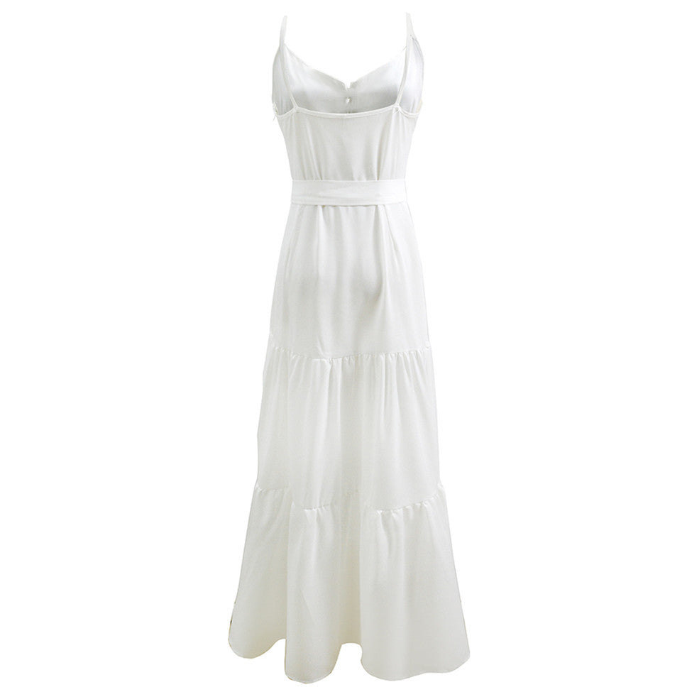 Damen Maxi-Kleid mit knöpfbarer Front und fließendem Rock Drune